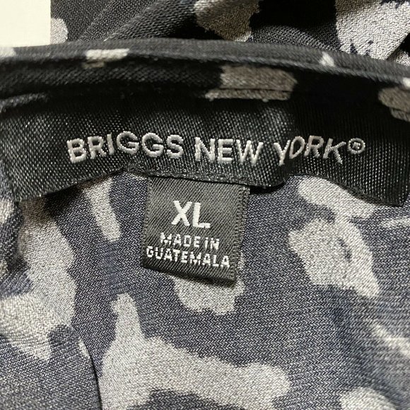 Womens Black Gray Paisley Blouse 3/4 Sleeve Cowl Neck Briggs New York Size XL - Picture 3 of 4